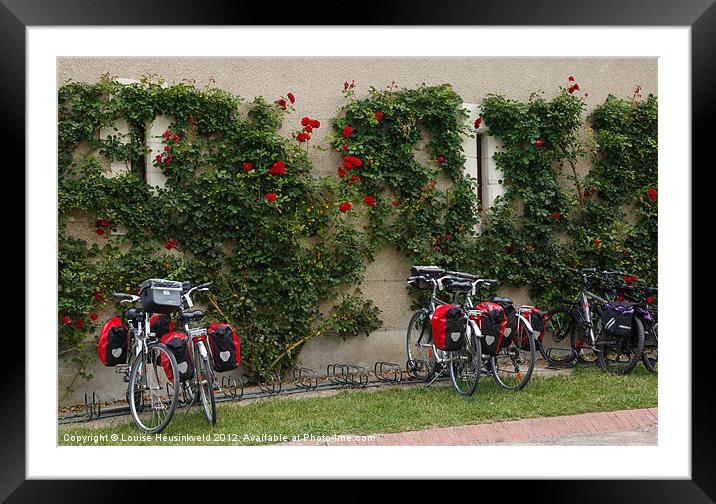 Bicycles Parked by the Wall Framed Mounted Print by Louise Heusinkveld