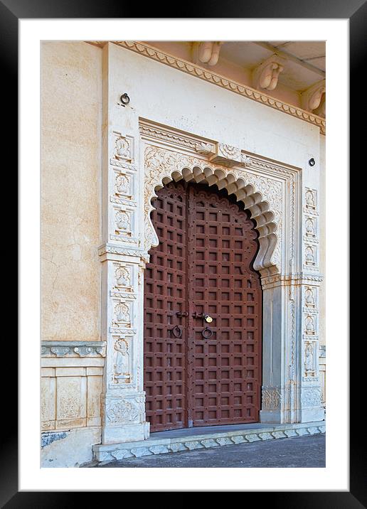 Doorway inside palace Kumbhalgarh Fort Framed Mounted Print by Arfabita  