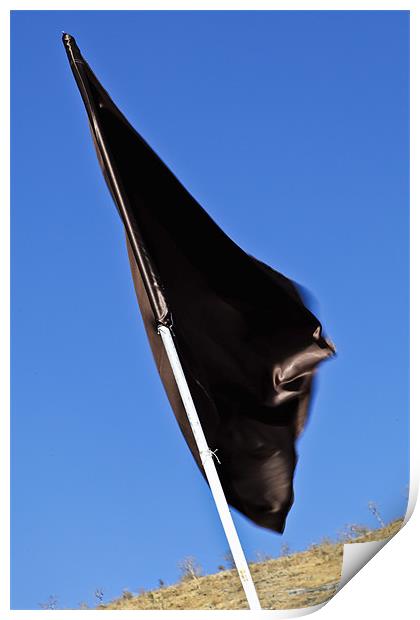 Black flag waving in a breeze Print by Arfabita  