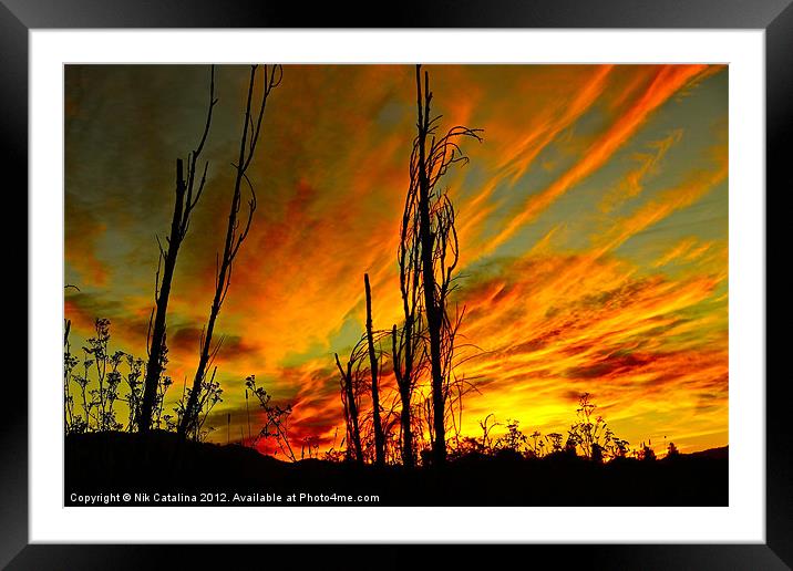 Sky Fire Sunrise Framed Mounted Print by Nik Catalina