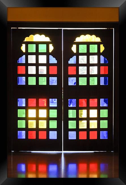 Stained glass double doors Framed Print by Arfabita  
