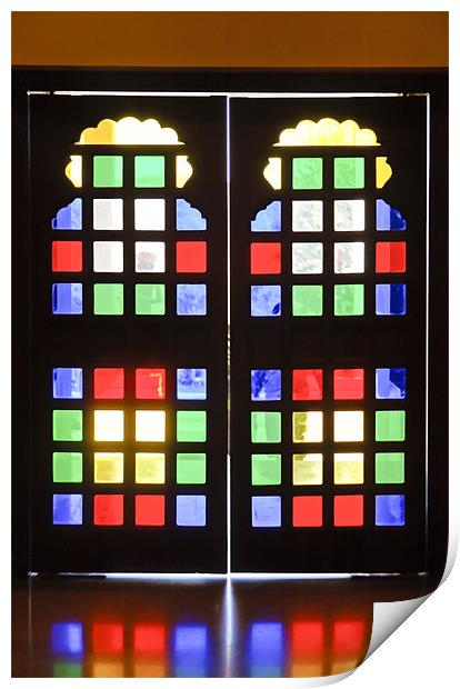Stained glass double doors Print by Arfabita  