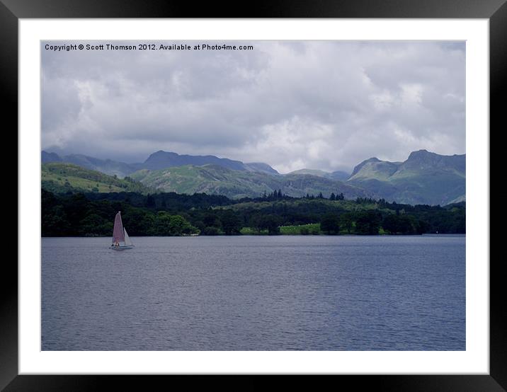 Yacht on Lake Windermere Framed Mounted Print by Scott Thomson
