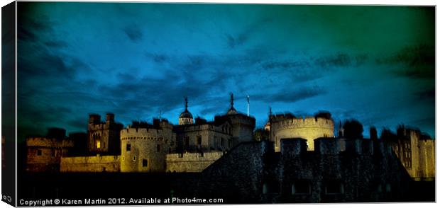 Eerie Night at the Tower of London Canvas Print by Karen Martin
