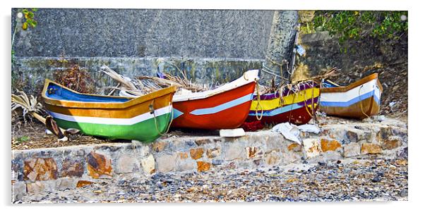Fishermans canoes at Menori Belle Acrylic by Arfabita  