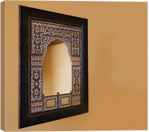 Oak framed indigenous mosiac mirror Canvas Print by Arfabita  