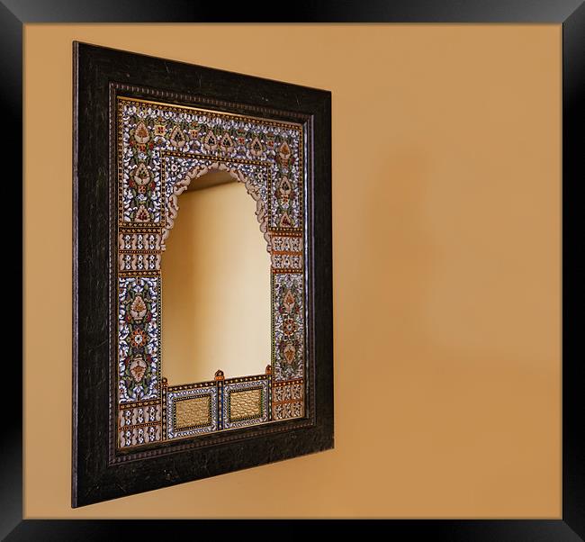 Oak framed indigenous mosiac mirror Framed Print by Arfabita  