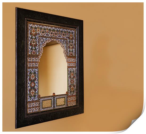 Oak framed indigenous mosiac mirror Print by Arfabita  