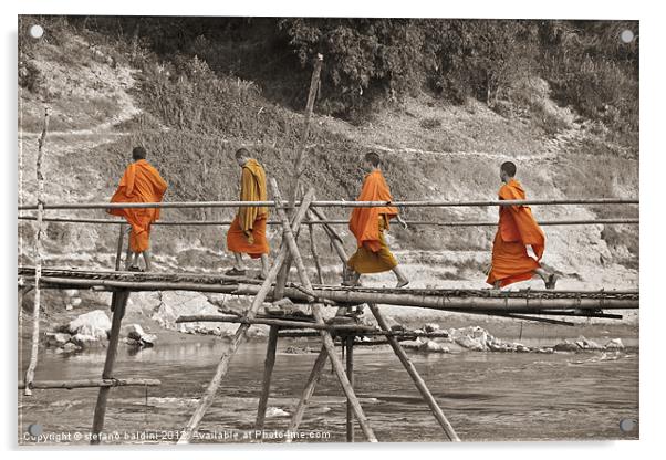 novices crossing bridge Acrylic by stefano baldini