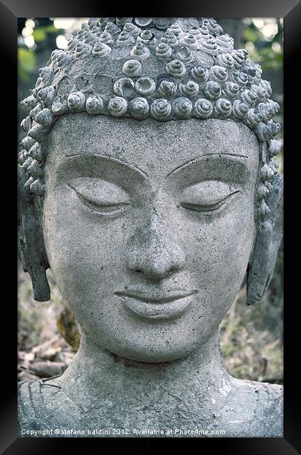 Ancient Buddha statue Framed Print by stefano baldini