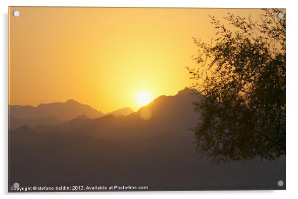 Sunset over the Sinai desert in Egypt Acrylic by stefano baldini