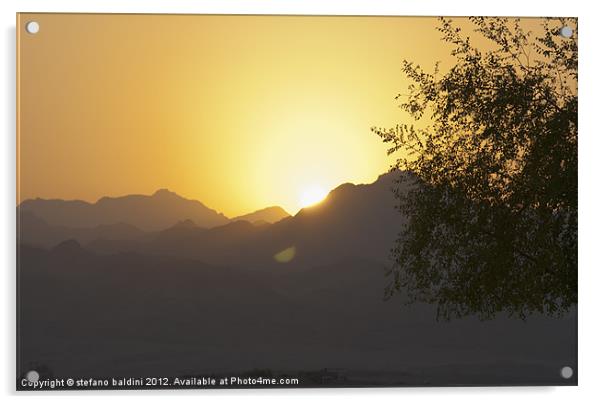 Sunset over the Sinai desert Acrylic by stefano baldini