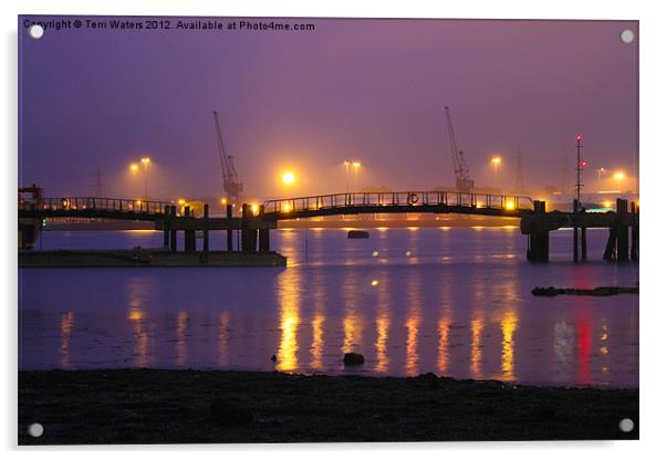 Sunset at Southampton Docks Acrylic by Terri Waters