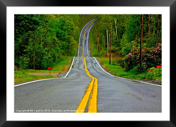 Mountain Road Framed Mounted Print by Nik Catalina
