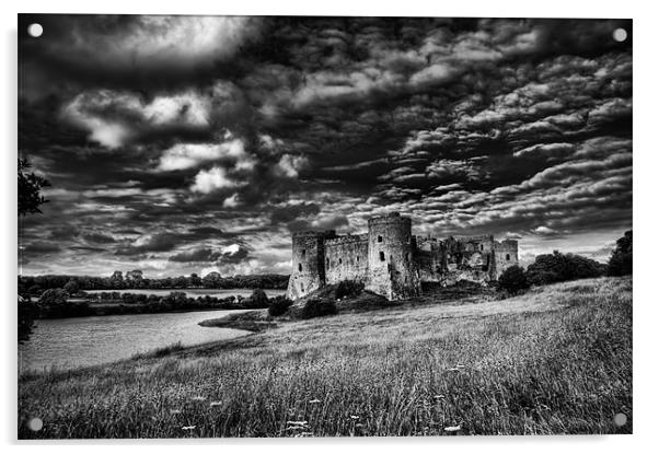Carew Castle Pembrokeshire 3 Mono Acrylic by Steve Purnell