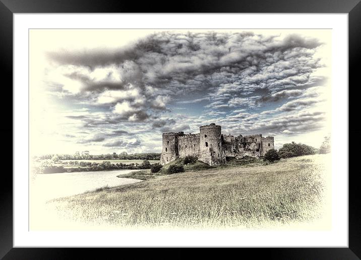 Carew Castle Pembrokeshire 3 Toned Framed Mounted Print by Steve Purnell
