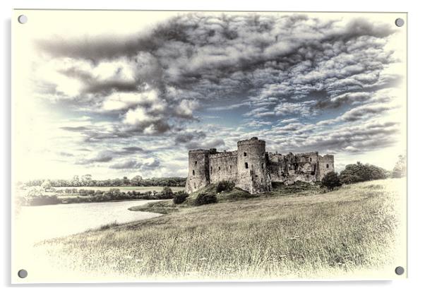 Carew Castle Pembrokeshire 3 Toned Acrylic by Steve Purnell