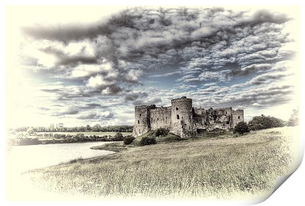 Carew Castle Pembrokeshire 3 Toned Print by Steve Purnell