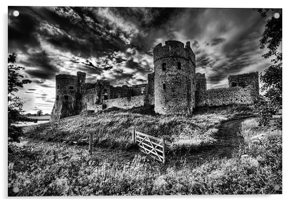 Carew Castle Pembrokeshire 4 Mono Acrylic by Steve Purnell