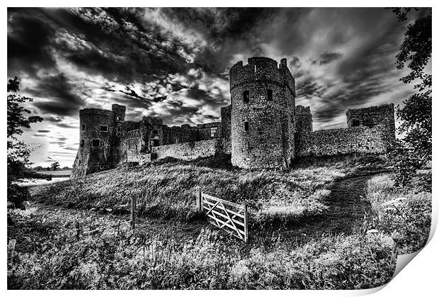 Carew Castle Pembrokeshire 4 Mono Print by Steve Purnell