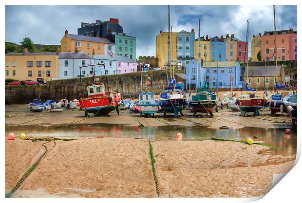 Tenby Harbour Painted Print by Steve Purnell
