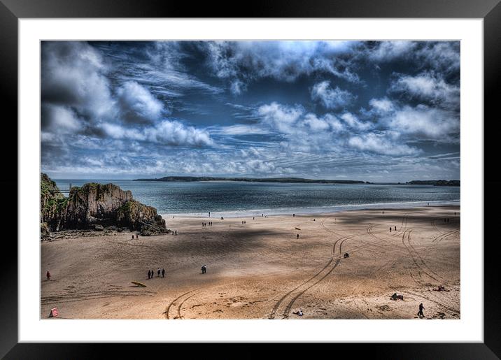 Caldey Island from Tenby Framed Mounted Print by Steve Purnell
