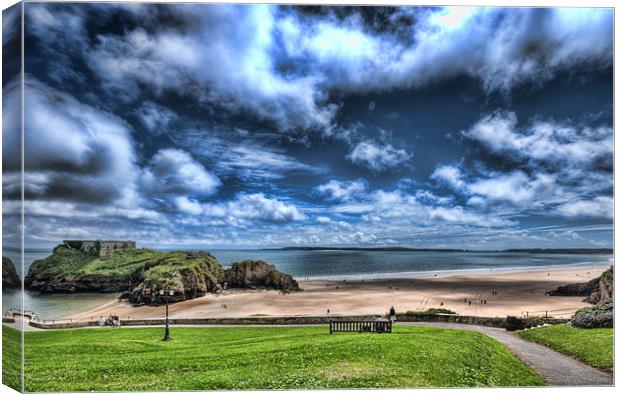 Caldey Island from Tenby 2 Canvas Print by Steve Purnell