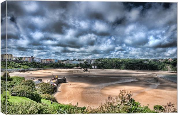 Tenby at Low Tide Canvas Print by Steve Purnell