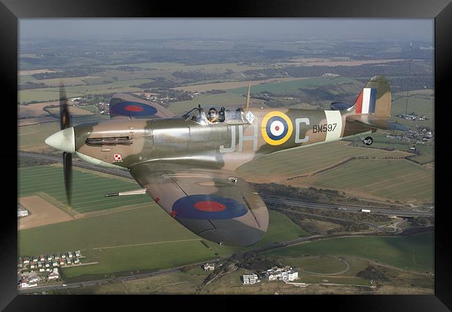 Spitfire over Kent Framed Print by Rob Laker