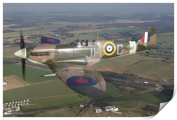 Spitfire over Kent Print by Rob Laker