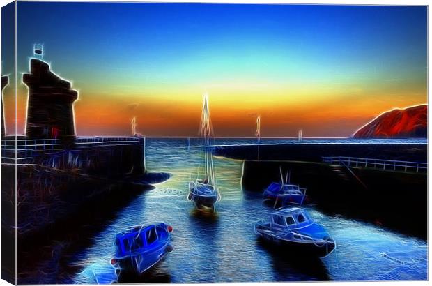 Electric Lynmouth Sunset Canvas Print by Mike Gorton