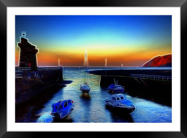 Electric Lynmouth Sunset Framed Mounted Print by Mike Gorton