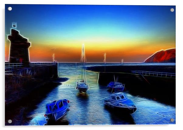 Electric Lynmouth Sunset Acrylic by Mike Gorton