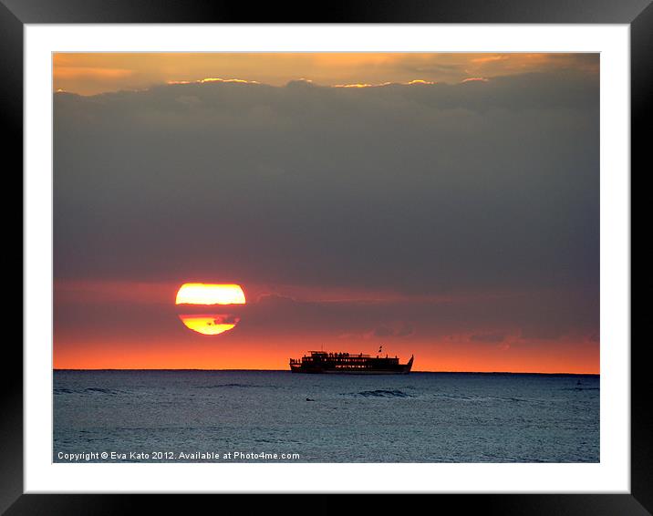 Waikiki Sunset Framed Mounted Print by Eva Kato