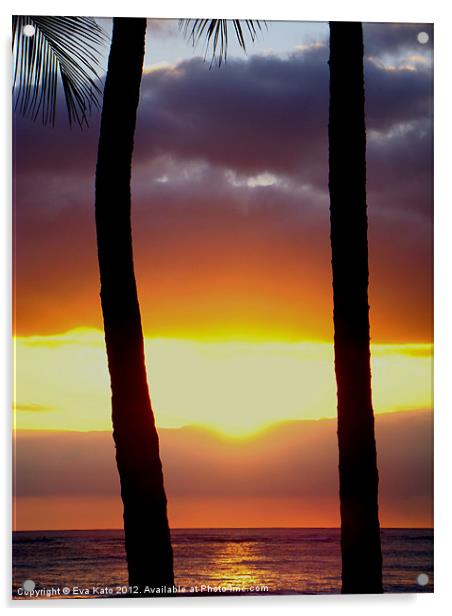 Palms at Sunset Acrylic by Eva Kato