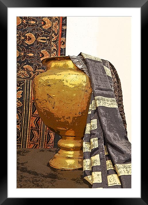 Saree draping brass urn Framed Mounted Print by Arfabita  