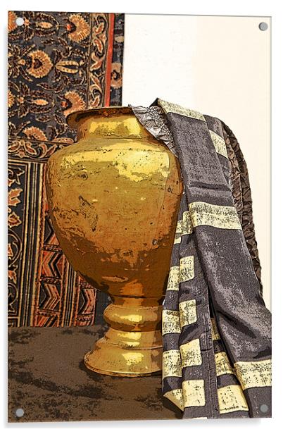 Saree draping brass urn Acrylic by Arfabita  