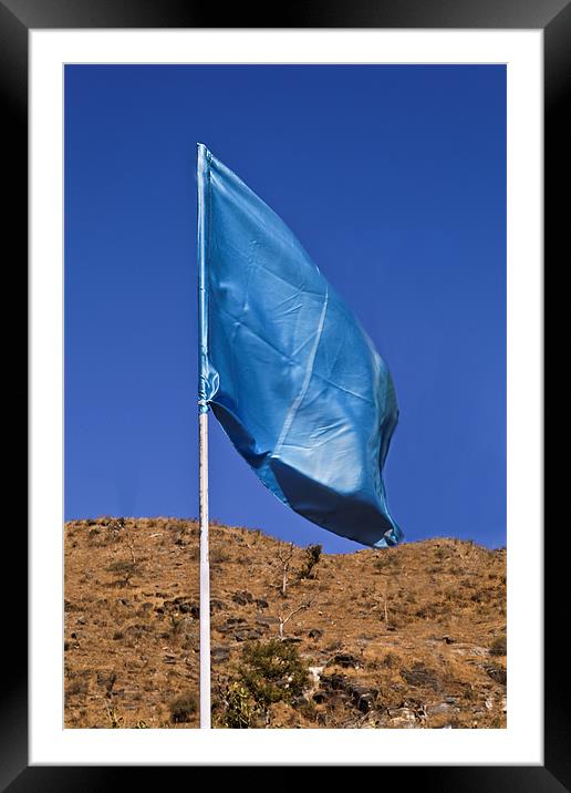 Silky blue flag in the breeze Framed Mounted Print by Arfabita  