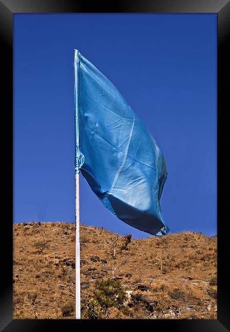 Silky blue flag in the breeze Framed Print by Arfabita  