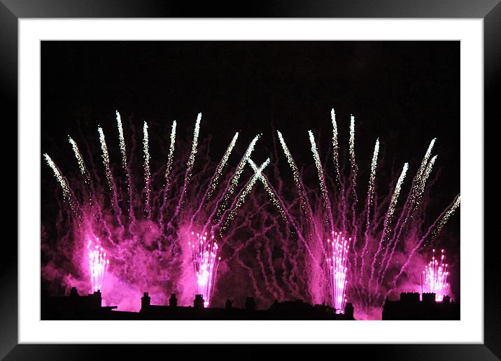 Fireworks light up Royal Citidal Framed Mounted Print by Nigel Barrett Canvas