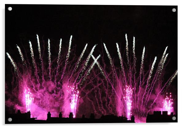 Fireworks light up Royal Citidal Acrylic by Nigel Barrett Canvas