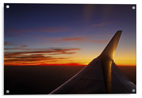 mile high starboard wing and sunset Acrylic by Arfabita  