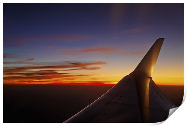 mile high starboard wing and sunset Print by Arfabita  