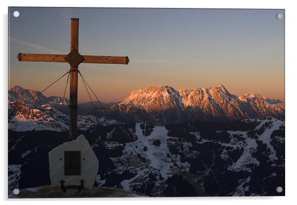 Alpine sunset Acrylic by Thomas Schaeffer