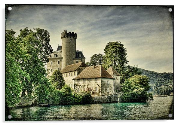 Chateau on the Lake at Annecy Acrylic by Ann Garrett