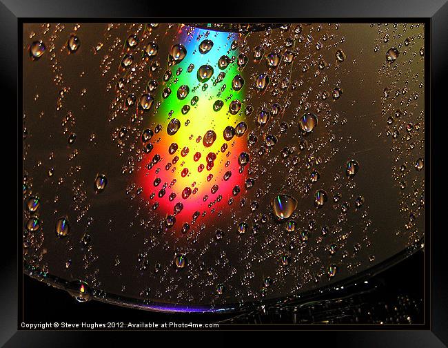Water Droplets on a cd  Framed Print by Steve Hughes