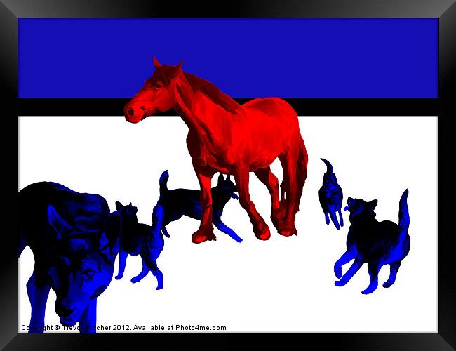 Horse and Wolves Framed Print by Trevor Butcher