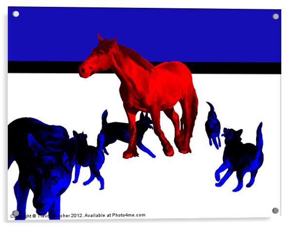 Horse and Wolves Acrylic by Trevor Butcher