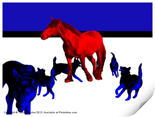 Horse and Wolves Print by Trevor Butcher