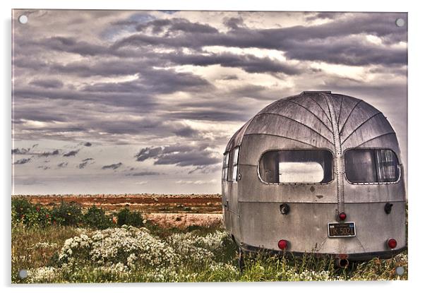 Airstream Bullet Caravan Acrylic by Dawn Cox